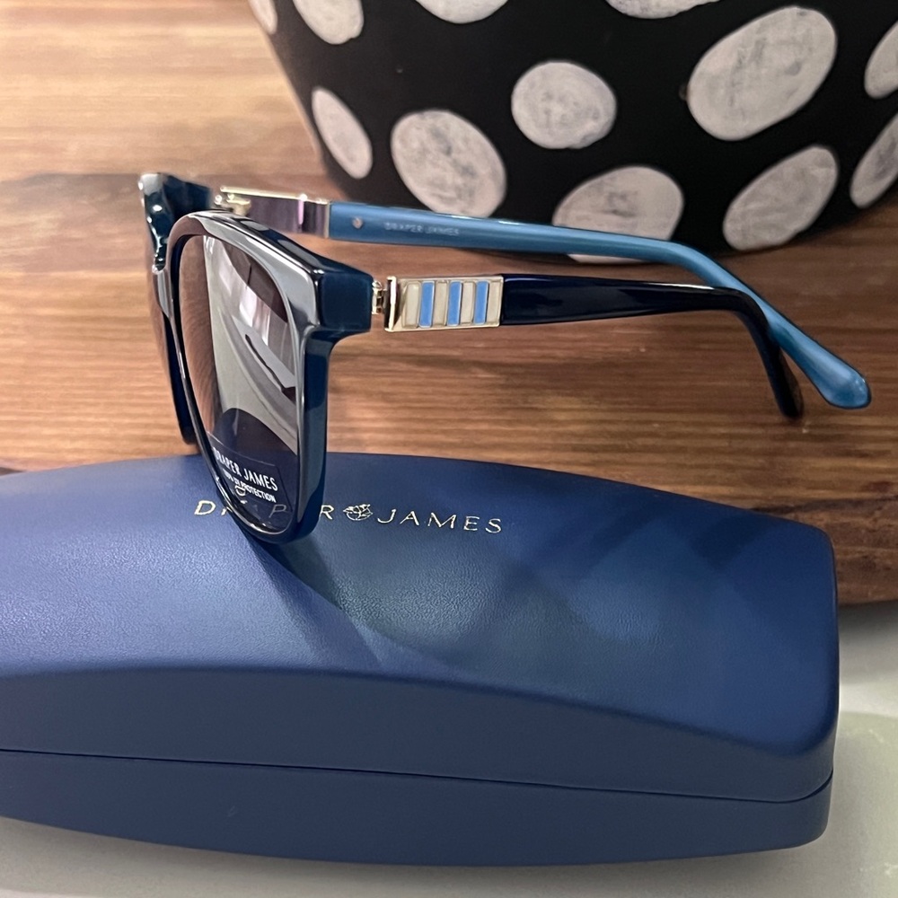 Draper James Blue Enamel and Mother of Pearl Sunglasses